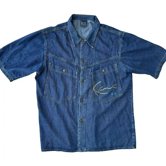 90s Vintage Karl Kani Jeans Button-up Jean Denim Jacket Shirt